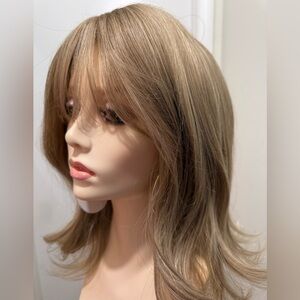 HAIR, 15” Straight/Slight Wave , Center Part, Bangs, Medium Blonde